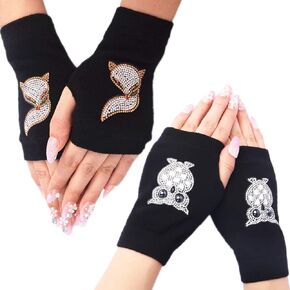 Orcle Women's Knit Fingerless Short Gloves Motorcycle Sailor Dance Thumbhole Mittens 2 Pairs
