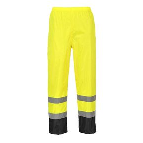 Portwest H444 High Visibility Reflective Lightweight Waterpoof Hi Vis Contrast Rain Pants Yellow/Black, Large