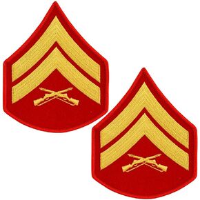 United States Marine Corps (USMC) chevron gold embroidered on red CPL E4