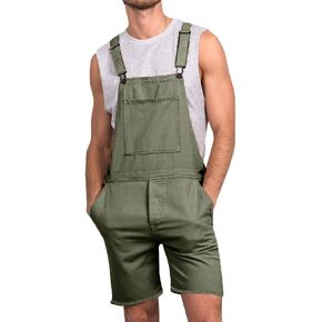 Runcati Mens Casual Bib Overall Shorts Lightweight Cotton Loose Fit Denim Jumpersuit Walkshort Pockets Rompers in Saudi Arabia