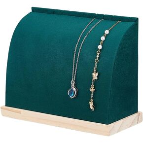 NBEADS Velvet Jewelry Display Stand, Wood Neckalce Bracelet Showcase Chain Pendant Storage Holder for Home Retail Store Trade Show Exihibition, Dark Green