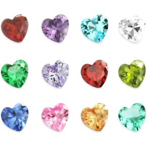 24Pcs 5mm Cubic Zirconia CZ Heart Birthstones 12 Month Charms Floating Bracelets Living Memory Locket Necklace Pendant