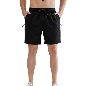 TUVEKE Men's Workout Running Shorts Quick Dry Athletic Gym Lightweight Shorts for Men with Zipper Pockets Ice Silk Short