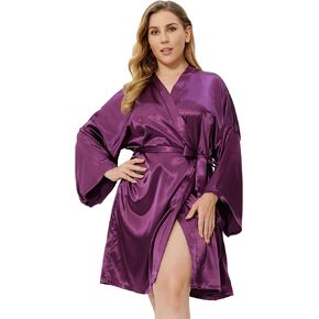 أرواب فالينيا كبيرة الحجم للنساء، رداء كيمونو من الساتان الحريري، رداء حمام قصير خفيف الوزن، ملابس نوم مثيرة لوصيفة العروس in Kuwait