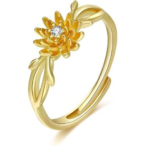 خاتم زهرة كريستال من W WEILIRIAN خاتم زهرة قابل للتعديل للفتيات عيد ميلاد شهر زهرة خاتم (1-12 شهرًا) خاتم نسائي مطلي بالذهب متراص خاتم زفاف مجوهرات عيد ميلاد للبنات هدايا in Kuwait