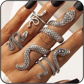 gold snake ring for women gold snake jewelry for women gold snake rings set adjustable snake rings for teen girls serpent ring reptile vintage rings snake accessories for women punk rings goth rings