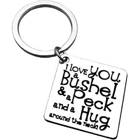 Baipilu Grandma Inspirational Gifts for Birthday Keychain from Granddaughter Grandson I love You A bushel and A peck Keychain Gifts for Her from Son Daughter Mother's Day Gifts for Women Mother