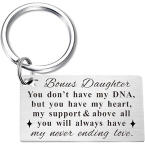 TGCNQ Bonus Daughter Gifts Stepdaughter Keychain - Bonus Daughter Keepsake Present Christmas Gifts Stepdaughter Gifts