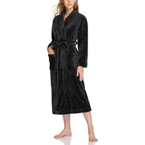CQR Women's Fleece Long Robes, Soft Fluffy Sleepwear Robe, Hooded/Shawl Collar Wrap Bathrobe