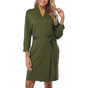 Women's Cotton Robes Short Kimono Bathrobe Soft Sleepwear Knit Maternity Nightgown Ladies Lightweight Loungewear