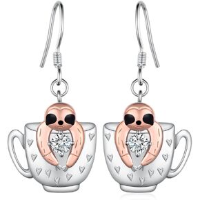 Sloth Earrings 925 Sterling Silver Sloth Dangle Earrings Animal Hypoallergenic Earrings Sloth Gifts for Women Girl