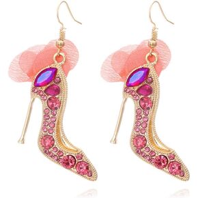 Unique Heel Shoe Earrings High Heel Shoe Earrings Rhinestone Flower Shoe Earrings Floral High Heel Dangle Earring Charming Modern Jewelry for Women Girls