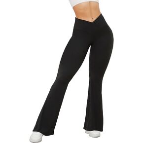Women's Buttery Soft V Crossover Flare Leggings/High Waisted Squat Proof Leggings Workout Casual Wear
