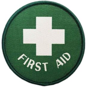 Cute-Patch First Aid Circle Woven Iron On Patch Military Medical Medic Green White Cross Badge