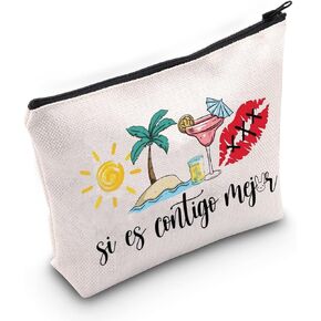 WZMPA Latin Music Cosmetic Makeup Bag Musical Inspired Gift Music Zipper Pouch Bag For Women Girls (Si Es Contigo)