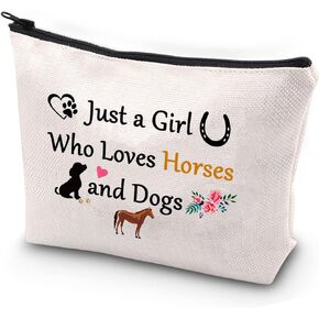 JYTAPP Dogs And Horses Gift Horse Makeup Bags For Women Teen s Just a Who Loves Horses and Dogs Gifts Farmer Horseshoe Gifts Horses Lover Gifts Horses Bag Cosmetic Zipper Pouch
