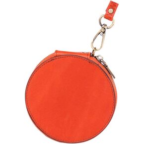 Amosfun coin pouch keychain for purse men- Mini Leather Wallet Vintage Coin Purse Purse Round Zipper Pocket Bag Small Handbag with Wrist Lanyard (Coffee)