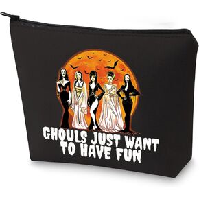 WZMPA Halloween Horror Queens Cosmetic Makeup Bag Horror Queen Fans Gifts Ghouls Just Want To Have Fun Horror Zipper Pouch Bag For Women Girls (Ghouls Just Want)