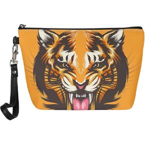 Giraffe Print Women's Cosmetic Bag Travel Wallet PU Hand Coin Purse with Detachable Handle