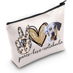 WZMPA Catahoula Leopard Dog Makeup Bag Catahoula Leopard Dog Mom Gifts Peace Love Catahoula Zipper Pouch For Women Girls (Peace Catahoula)