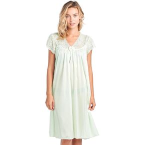 Casual Nights Women's Fancy Lace Neckline Silky Tricot Nightgown