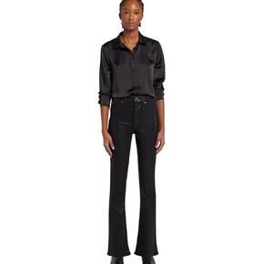 7 For All Mankind Women's Ultra High-Rise Flare Pants, Coated Black