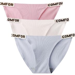 ملابس داخلية قطنية من YIZRFU للنساء سراويل داخلية بيكيني منخفضة الارتفاع مكونة من 3 قطع in Kuwait
