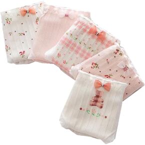 5 Pack Women Teens Pink Cotton Brief Japanese Kawaii Anime Lolita Panties Underwear Bikini Panty Set