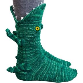 Owl's-Yard Novelty Animal Socks Cute Knit Crocodile Socks Funny Alligator Socks Winter Warm Thick Unisex Men Women