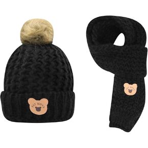 قبعة صغيرة محبوكة للأطفال، قبعة شتوية دافئة مع وشاح منسوج in Kuwait