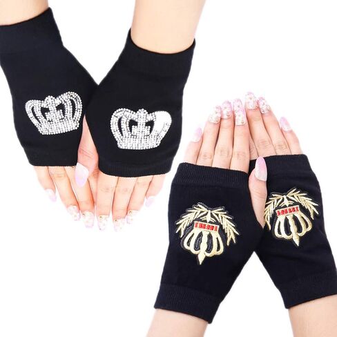 Orcle Women's Knit Fingerless Short Gloves Motorcycle Sailor Dance Thumbhole Mittens 2 Pairs in Saudi Arabia