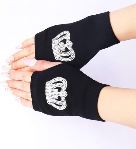 Orcle Women's Knit Fingerless Short Gloves Motorcycle Sailor Dance Thumbhole Mittens 2 Pairs in Saudi Arabia