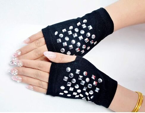 Orcle Women's Knit Fingerless Short Gloves Motorcycle Sailor Dance Thumbhole Mittens 2 Pairs in Saudi Arabia