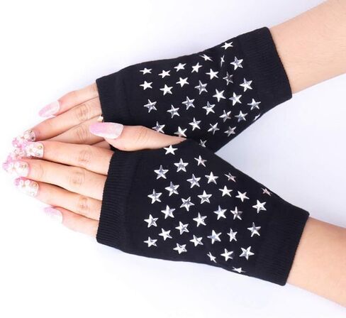Orcle Women's Knit Fingerless Short Gloves Motorcycle Sailor Dance Thumbhole Mittens 2 Pairs in Saudi Arabia