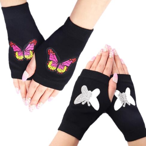 Orcle Women's Knit Fingerless Short Gloves Motorcycle Sailor Dance Thumbhole Mittens 2 Pairs in Saudi Arabia