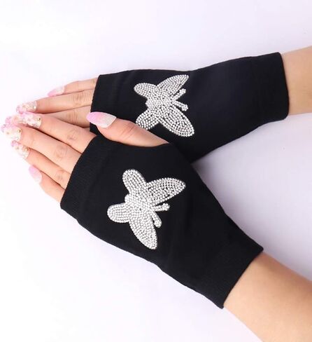 Orcle Women's Knit Fingerless Short Gloves Motorcycle Sailor Dance Thumbhole Mittens 2 Pairs in Saudi Arabia