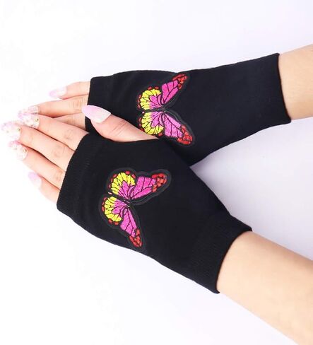 Orcle Women's Knit Fingerless Short Gloves Motorcycle Sailor Dance Thumbhole Mittens 2 Pairs in Saudi Arabia