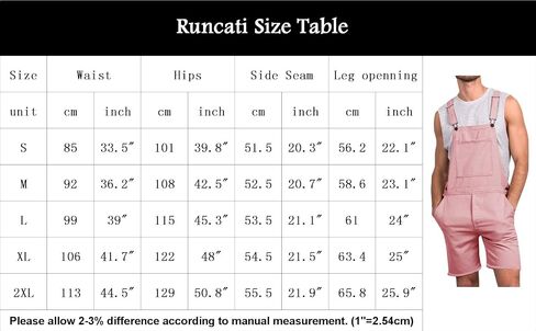 Runcati Mens Casual Bib Overall Shorts Lightweight Cotton Loose Fit Denim Jumpersuit Walkshort Pockets Rompers in Saudi Arabia