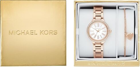 Michael Kors Tayrn Women's Watch and Bracelet Gift Set, Stainless Steel and Pavé Crystal Watch and Bracelet Gift for Women in Saudi Arabia