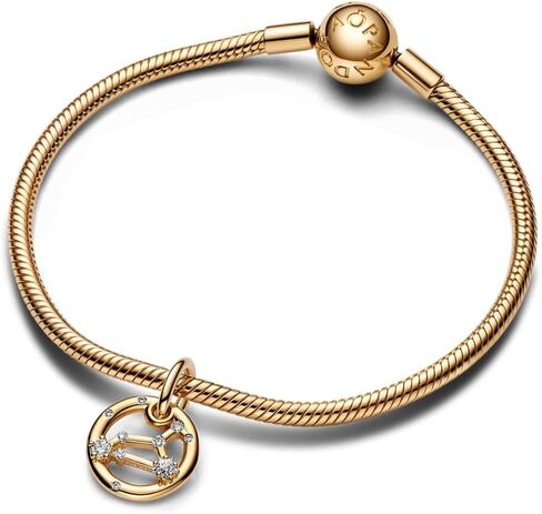 Pandora Leo Zodiac Dangle Charm - Compatible ME & Moments Jewelry - Zodiac Sign Jewelry - Great Gift for Her - 14k Gold with Clear Cubic Zirconia - With Gift Box in Saudi Arabia