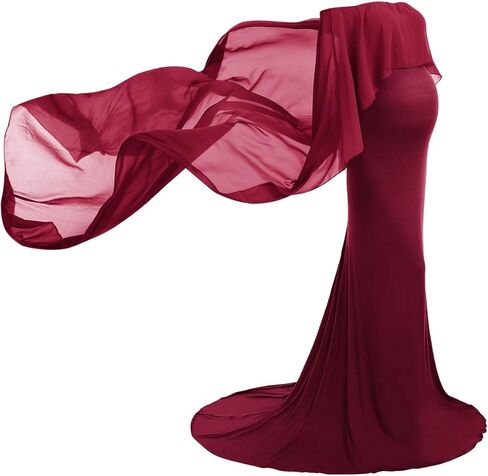 فستان نسائي مكشوف الكتفين للتصوير الفوتوغرافي للنساء الحوامل من قطعتين عباءة تول شيفون فستان ماكسي لحفلات استقبال المولود لالتقاط الصور in Kuwait