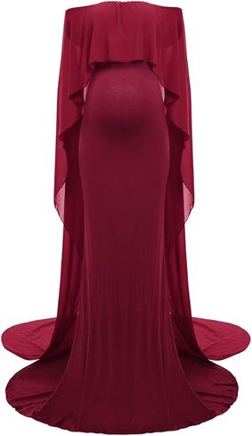 فستان نسائي مكشوف الكتفين للتصوير الفوتوغرافي للنساء الحوامل من قطعتين عباءة تول شيفون فستان ماكسي لحفلات استقبال المولود لالتقاط الصور in Kuwait