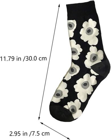 Holibanna White Socks White Socks White Socks 3 Pairs Womens Girls Funny Crazy Novelty Crew Socks Colorful Cute Silly Floral Cartoon Cotton Dress Socks - calf Length Socks Black Socks Black Socks, in Kuwait