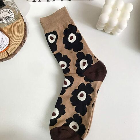 Holibanna White Socks White Socks White Socks 3 Pairs Womens Girls Funny Crazy Novelty Crew Socks Colorful Cute Silly Floral Cartoon Cotton Dress Socks - calf Length Socks Black Socks Black Socks, in Kuwait