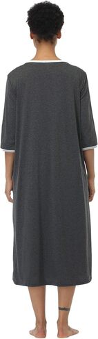SUGAR JAN Women's Long Robes Zipper Front Lightweight Nightgowns Half Sleeves Soft Loungewear for Ladies S-XXXL in Kuwait