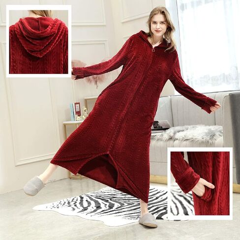 رداء Soojun النسائي الناعم الدافئ ذو القلنسوة والسحاب الأمامي in Kuwait