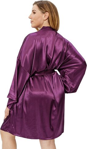أرواب فالينيا كبيرة الحجم للنساء، رداء كيمونو من الساتان الحريري، رداء حمام قصير خفيف الوزن، ملابس نوم مثيرة لوصيفة العروس in Kuwait