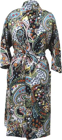 رداء كيمونو نسائي من CRAFT KALA رداء طويل مع ثوب نوم كيمونو مطبوع عليه طاووس وأزهار in Kuwait