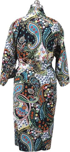 رداء كيمونو نسائي من CRAFT KALA رداء طويل مع ثوب نوم كيمونو مطبوع عليه طاووس وأزهار in Kuwait