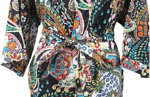 رداء كيمونو نسائي من CRAFT KALA رداء طويل مع ثوب نوم كيمونو مطبوع عليه طاووس وأزهار in Kuwait